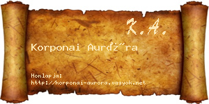 Korponai Auróra névjegykártya